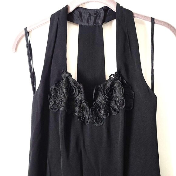 Vtg BB Collections Halter Maxi Sheath Dress Sz 6 Black Slit Formal Prom Dressy - Picture 3 of 8